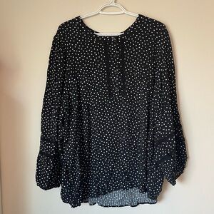 Penningtons Black and White Polka Dot Blouse 4X